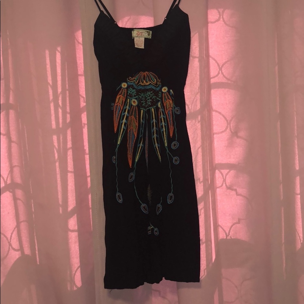 Black sundress/coverup with colorful design